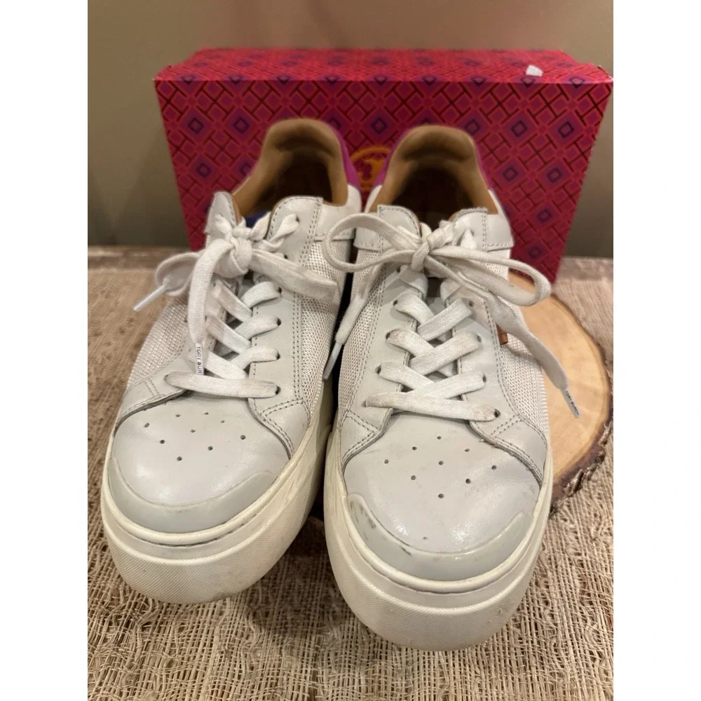 Tory Burch Ladybug Sneaker Intra-Mesh New Ivory & Fuchsia 141753 Women's S-9.5